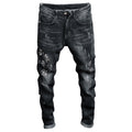 Skinny Flower Embroidered Tapered Jeans - Dark Grey in Dark Grey