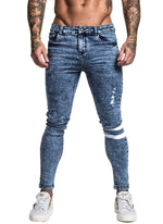 3749 Stonewashed Blue Knee Band Skinny Spray On Jeans