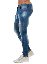3759 Faded Blue Pleated Skinny Stretch Jeans
