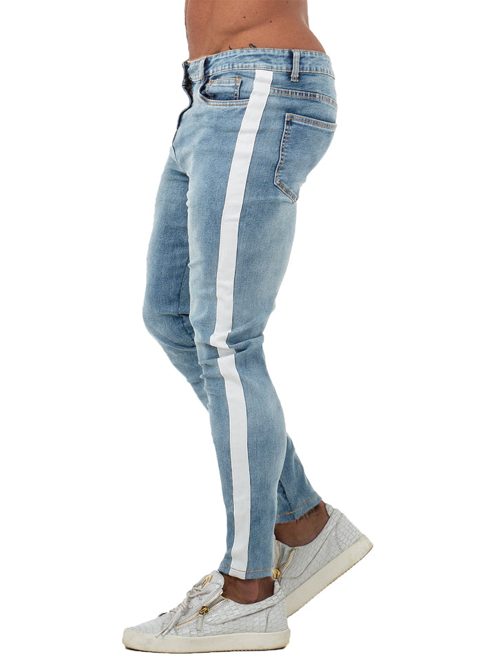 3761 Vintage Blue Side Stripe Skinny Stretch Jeans
