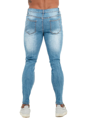 3762 Faded Light Blue Ripped Skinny Stretch Jeans