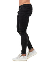 3766 Distressed & Frayed Black Skinny Stretch Jeans
