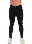3766 Distressed & Frayed Black Skinny Stretch Jeans