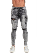 3770 Grey Distressed & Ripped Skinny Stretch Jeans