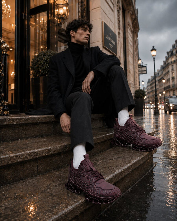 Apex Phantom X9X sneakers worn on hotel steps in Paris